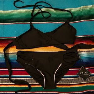 brand new black cutout halter bikini